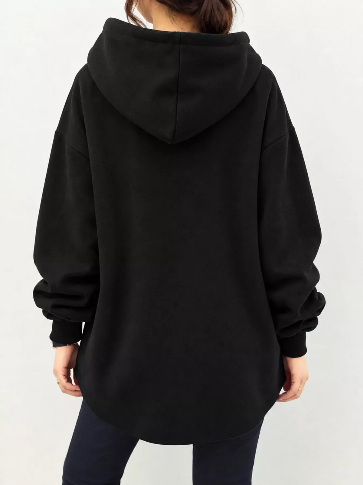 Drop shoulder drawstring hoodie, view 3