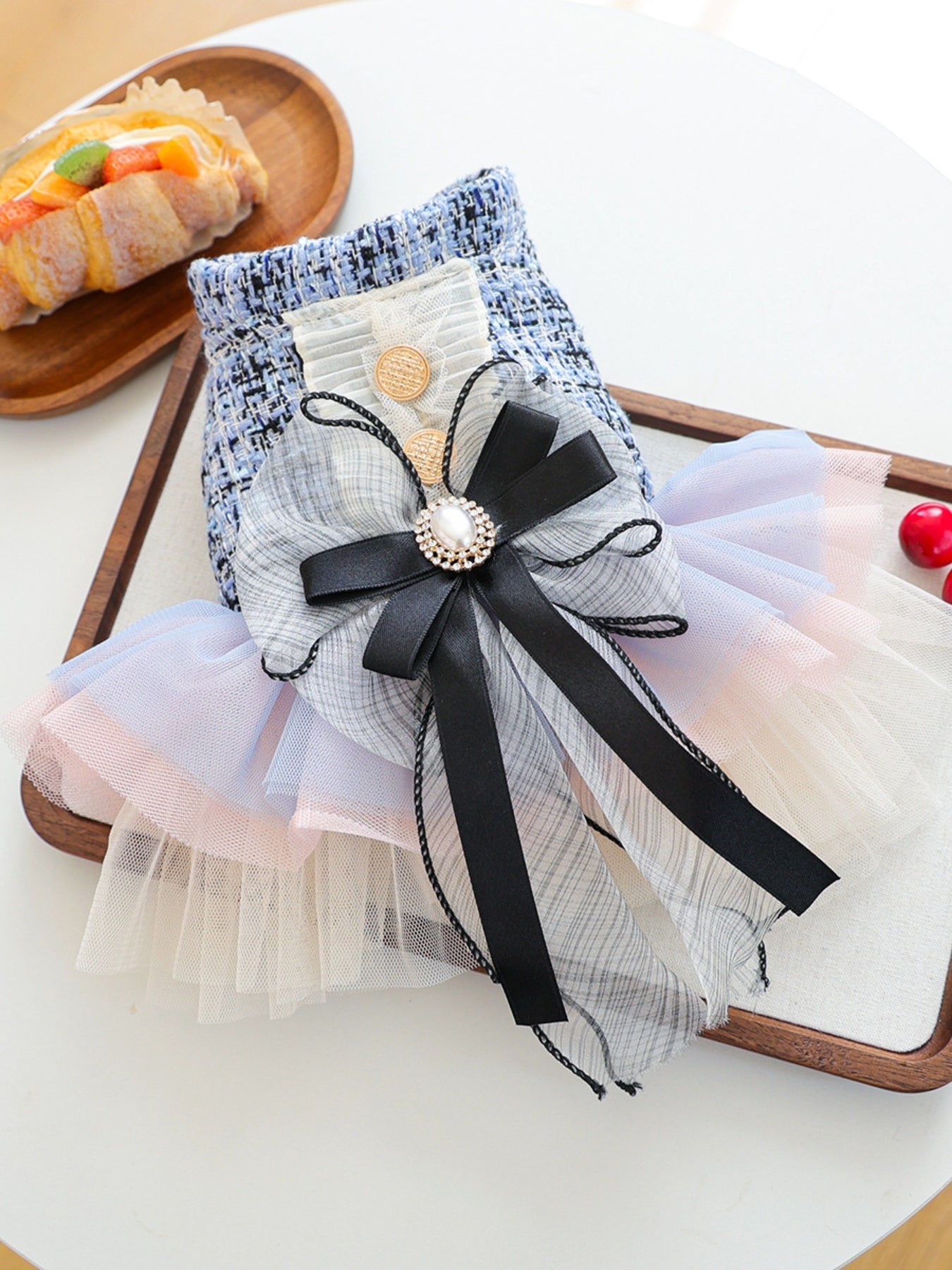 Tweed Pet Dress with Ruffle