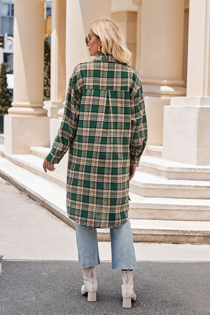 Plaid Long Sleeve Coat