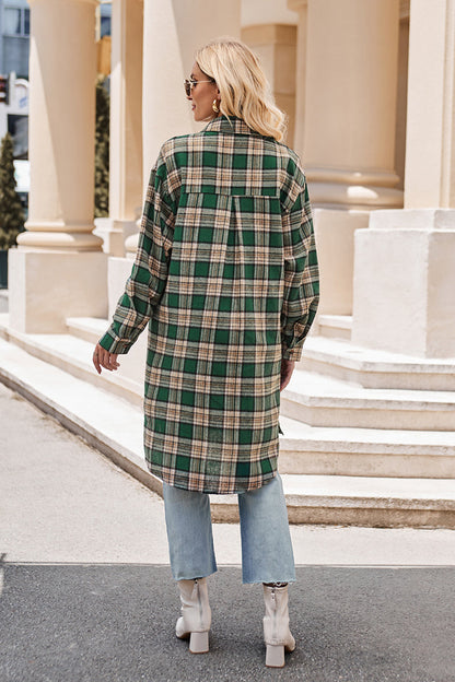 Plaid Long Sleeve Coat