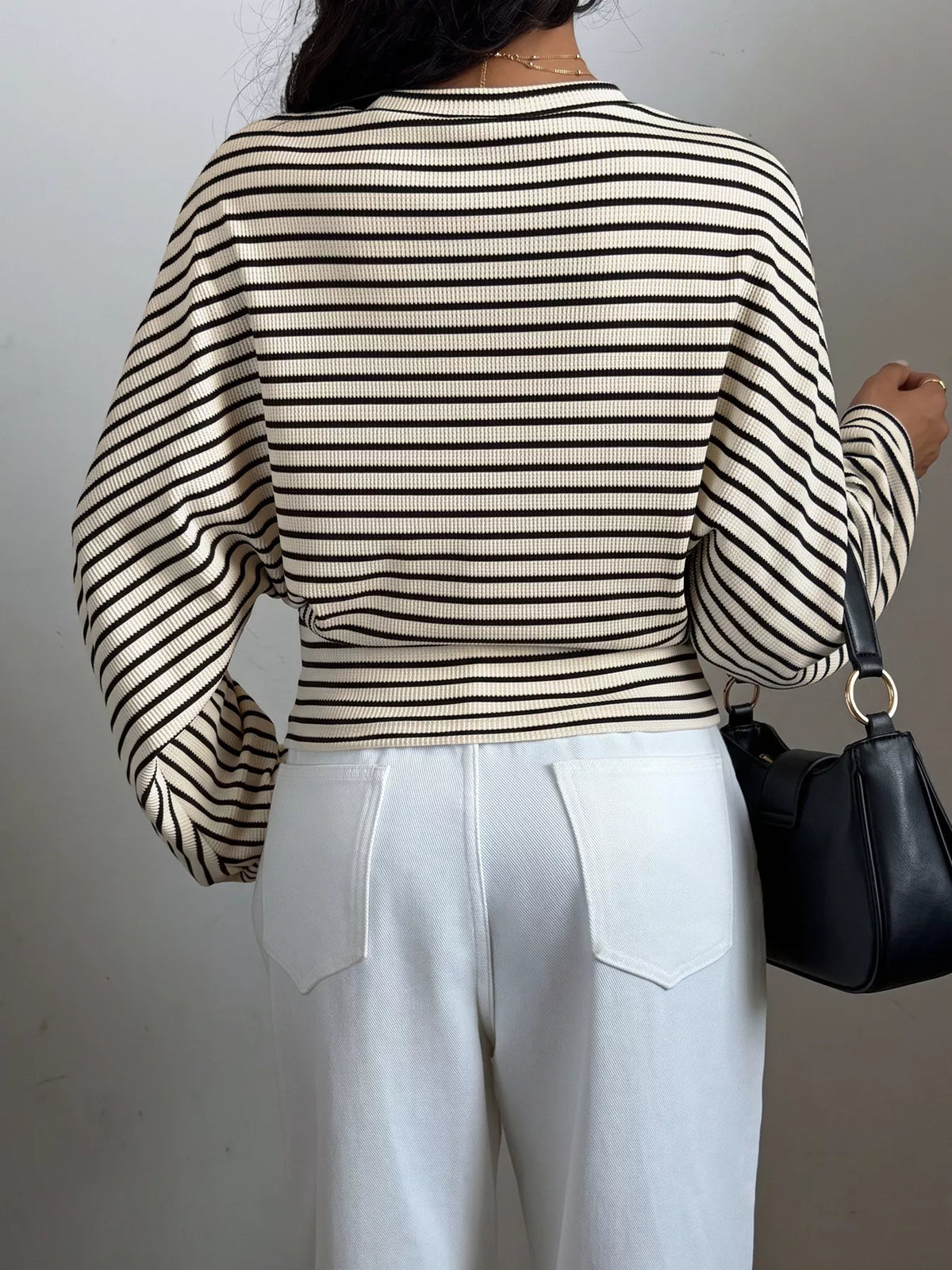 Striped Batwing Sleeve T-Shirt