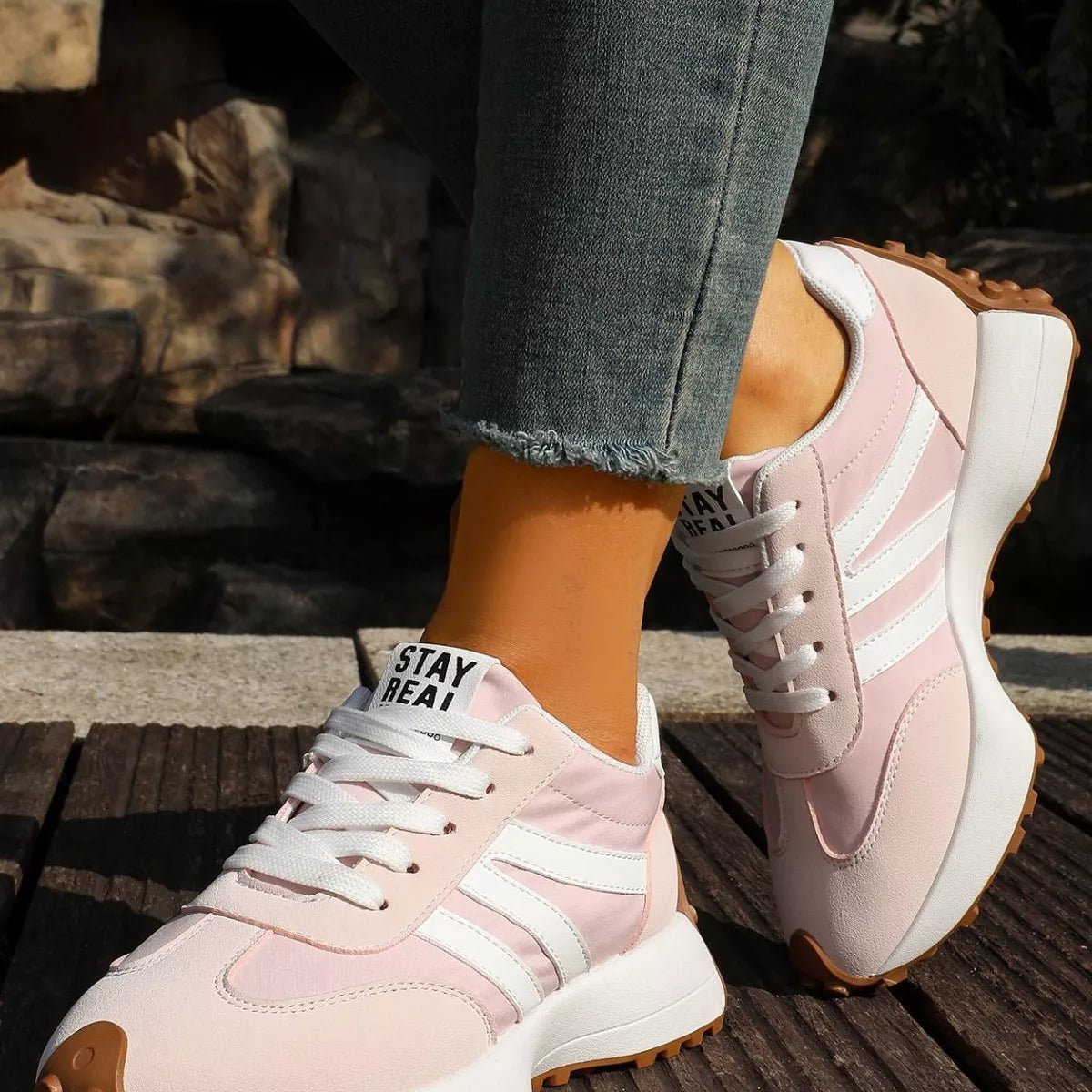 Round Toe Lace Up Sneakers