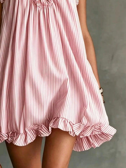 Full Size Ruffled Trim Halter Neck Mini Dress Plus Size