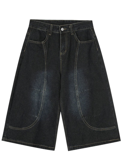Men's Wide Leg Denim Shorts