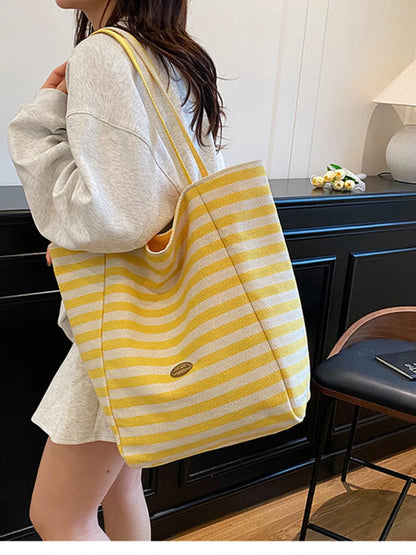 Striped Canvas Tote Bag