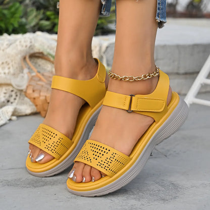 Hollow Out Open Toe Platform Sandals
