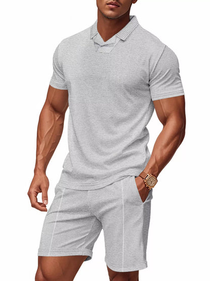Men's Casual Short Sleeve Polo and Shorts Set