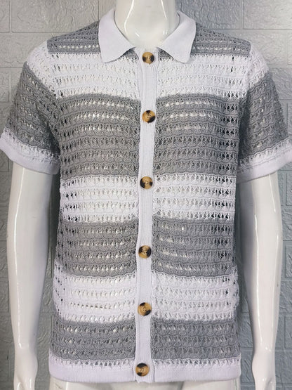 Men's Button Down Openwork Shirt