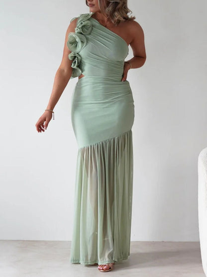 One-Shoulder Ruffle Trim Dress