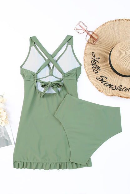 Tie Back Sleeveless Swim Set