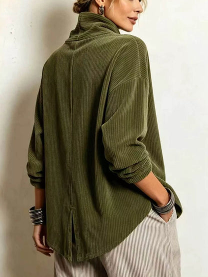 Plus size asymmetric corduroy jacket, view 2