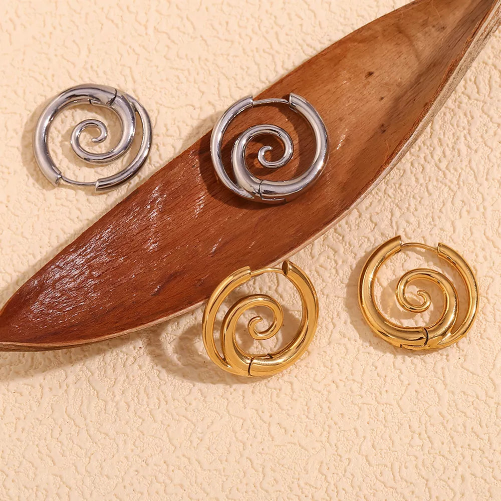 Stainless Steel Spiral Hoop Earrings