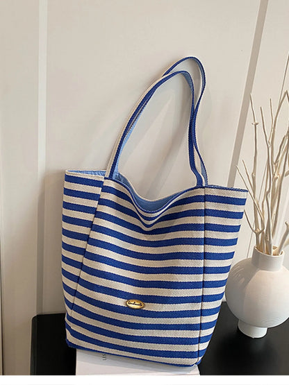 Striped Canvas Tote Bag