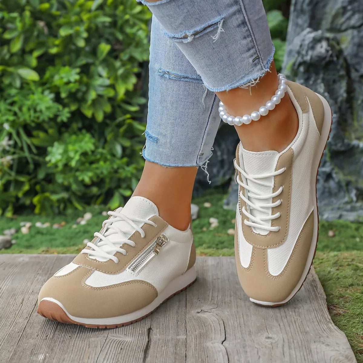 Round Toe Lace Up Sneakers