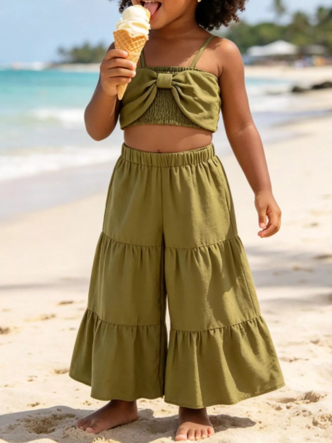 Children's Smocked Bow Cami and Pants Set