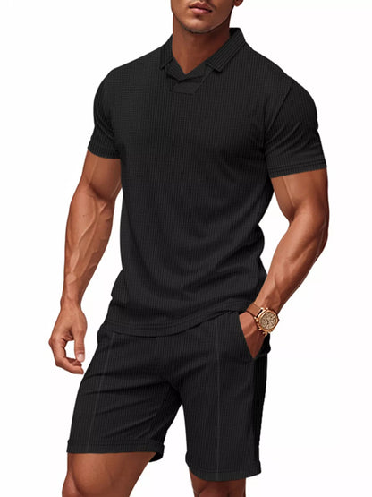 Men's Casual Short Sleeve Polo and Shorts Set