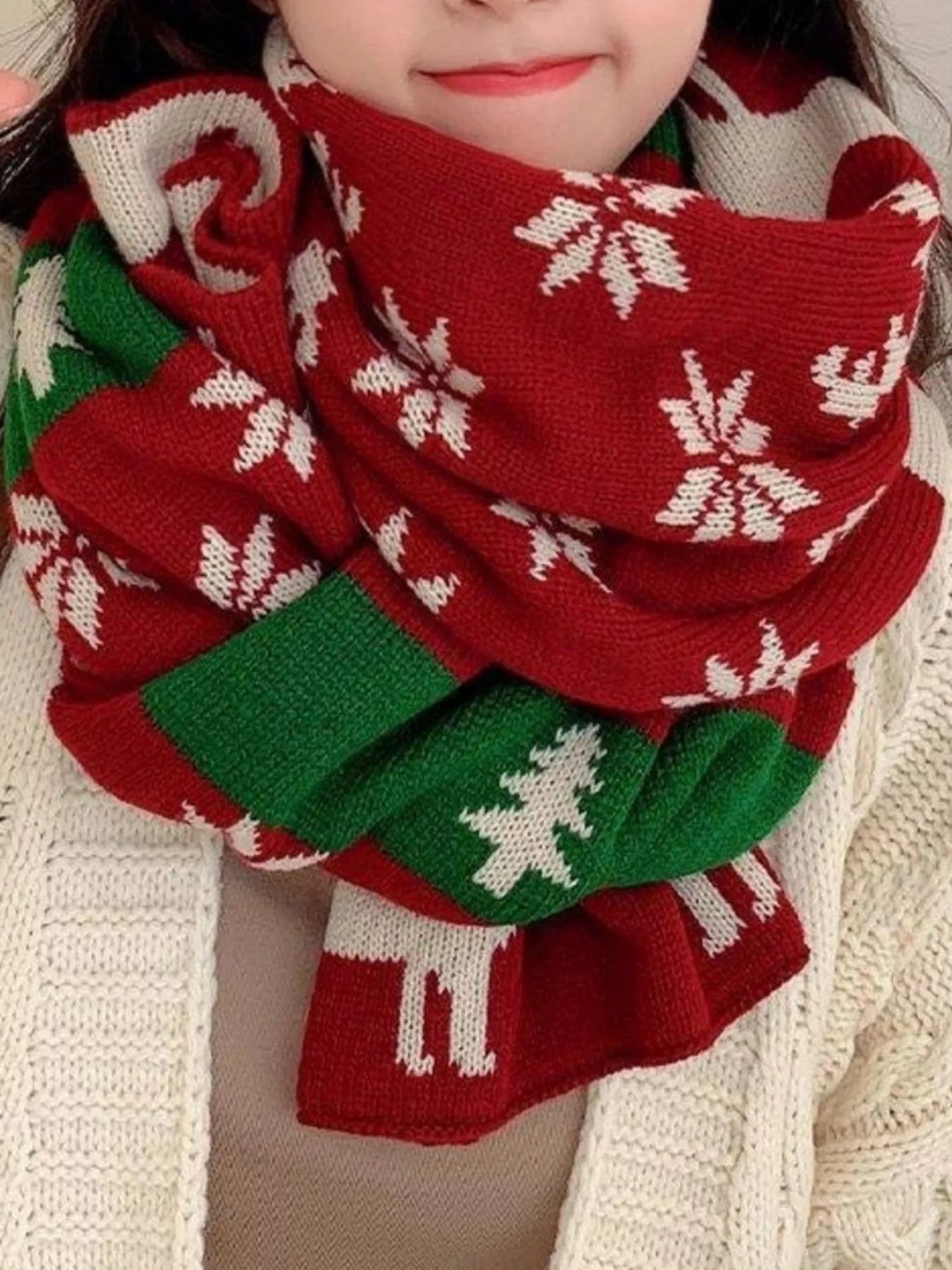 Christmas Reindeer Knitted Scarf