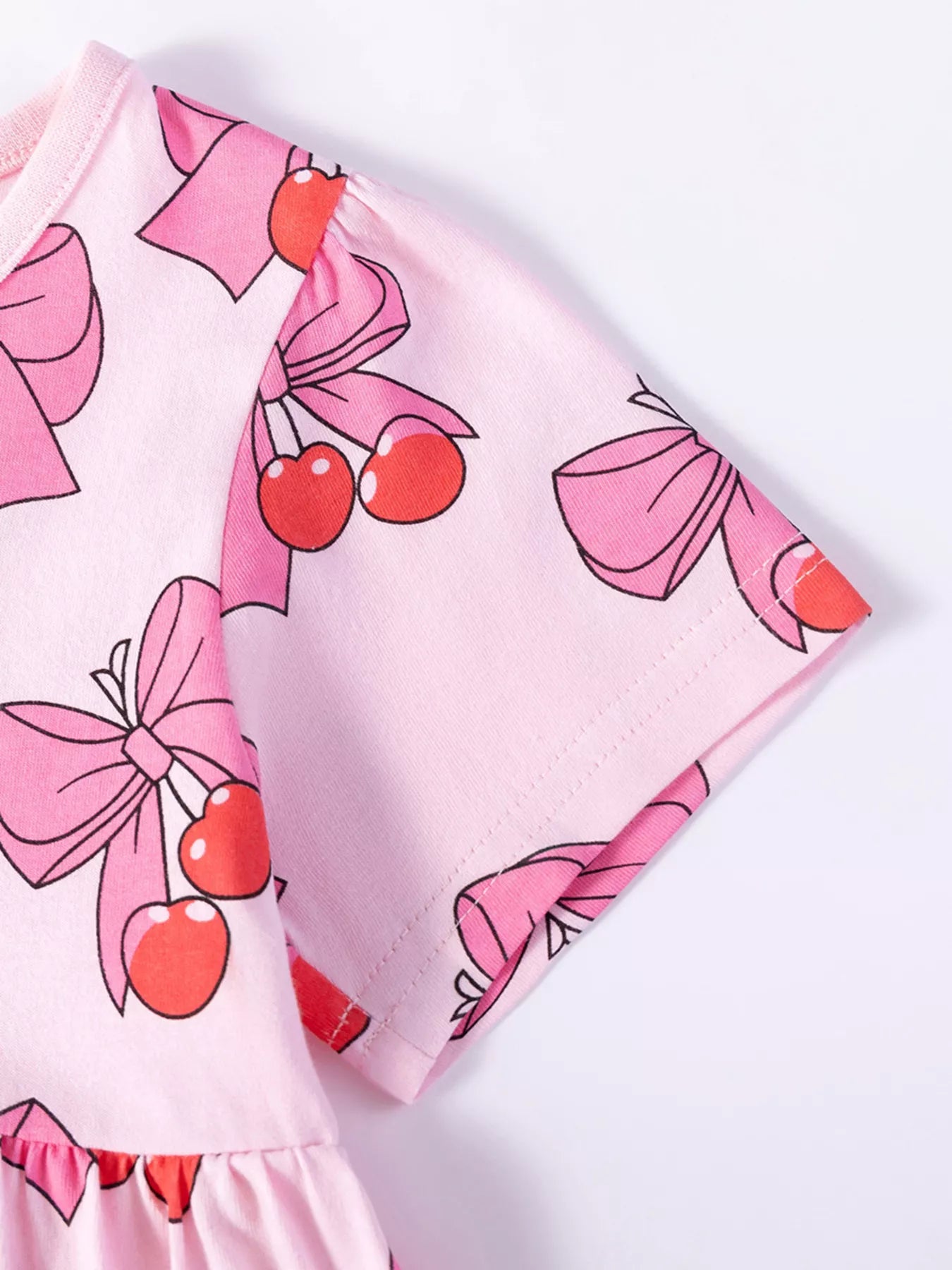 Children's Cherry Bowknot Print Dress