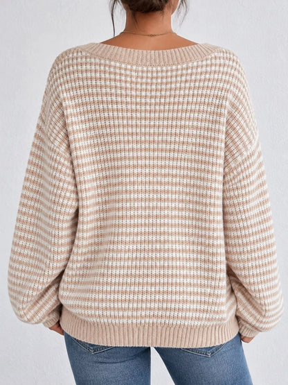 Striped boat neck sweater, view 23