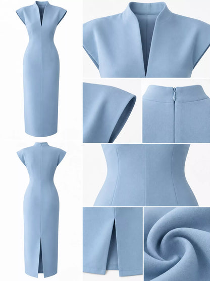 Sleeveless bodycon dress with slit, view 21