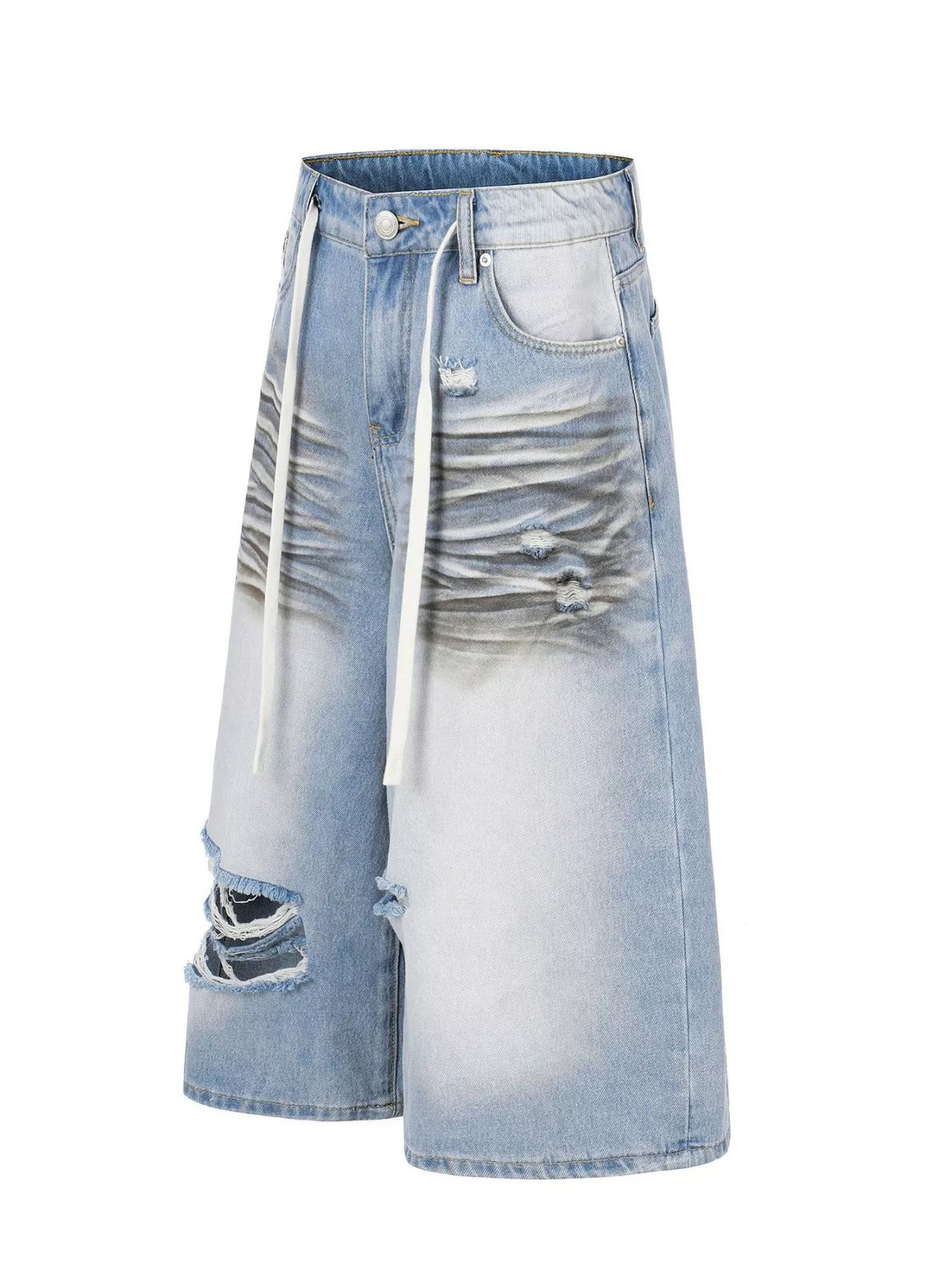 Men's Full Size Distressed Wide-Leg Capri Jeans Plus Size