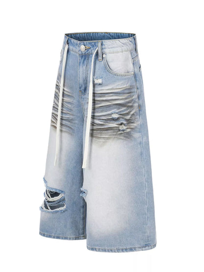 Men's Full Size Distressed Wide-Leg Capri Jeans Plus Size