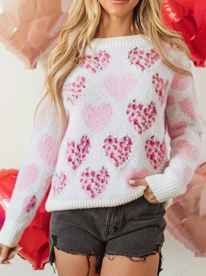 Ribbed Trim Fuzzy Sweater