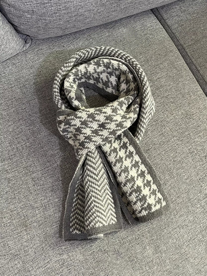 Houndstooth Pattern Warm Winter Scarf