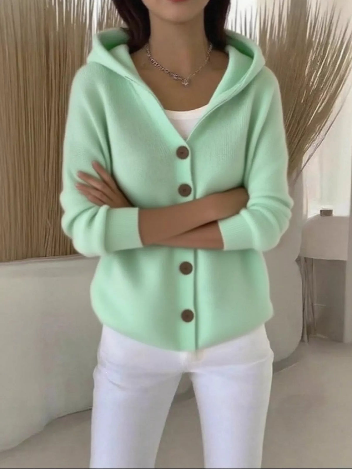 Plus size hooded knit cardigan, view 2