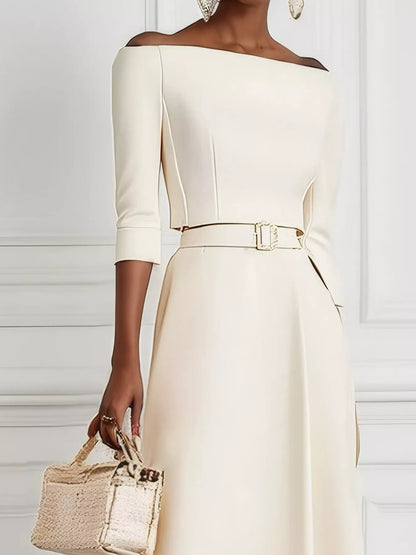 Elegant Off-Shoulder Belted Maxi Dress