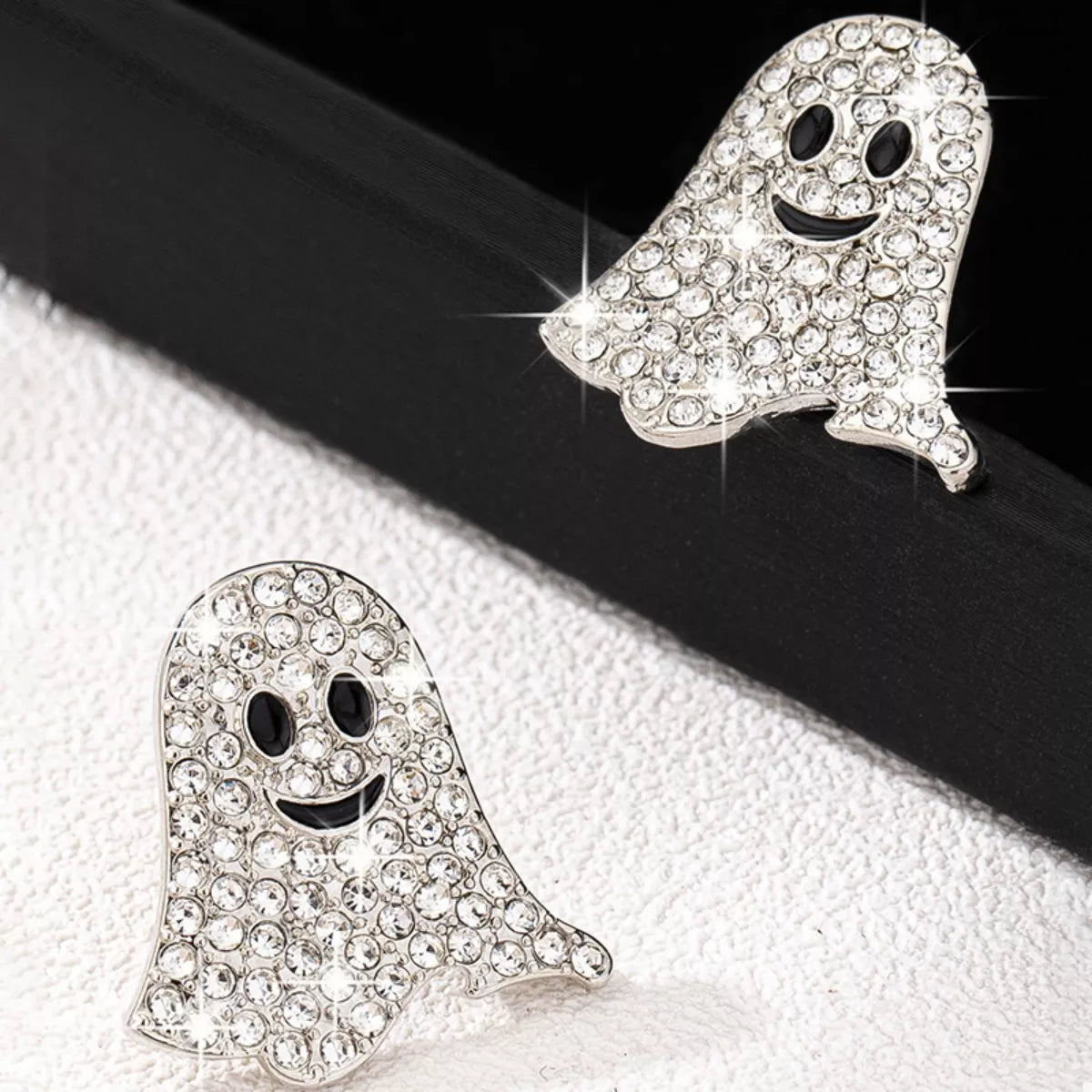 18K Gold-Plated Rhinestone Ghost Earrings