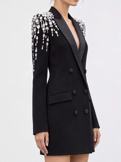 Plus Size Rhinestone Shoulder Blazer