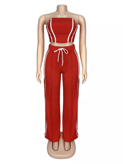 Sleeveless Tube Top and Wide Leg Pants Set