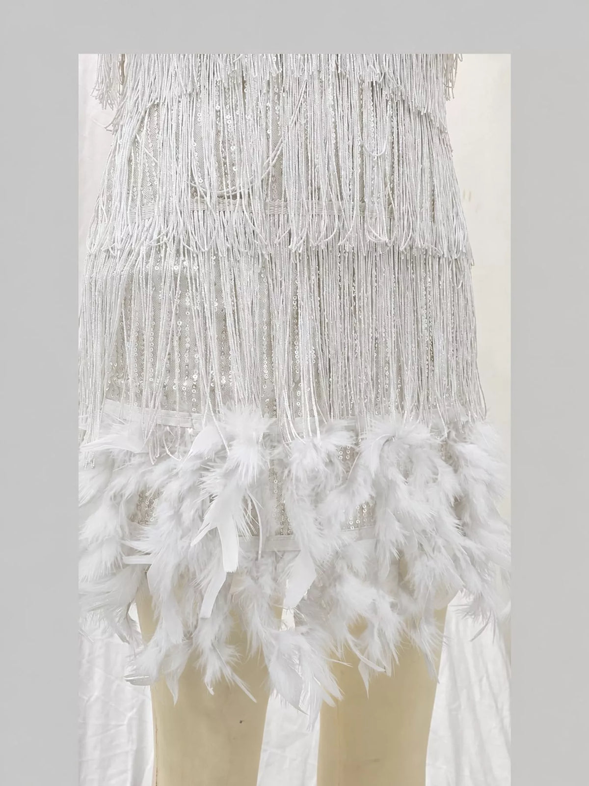 Plus size feather fringe sequin dress, view 8