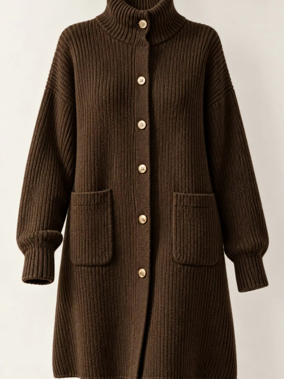 Ribbed turtleneck cardigan, view 7