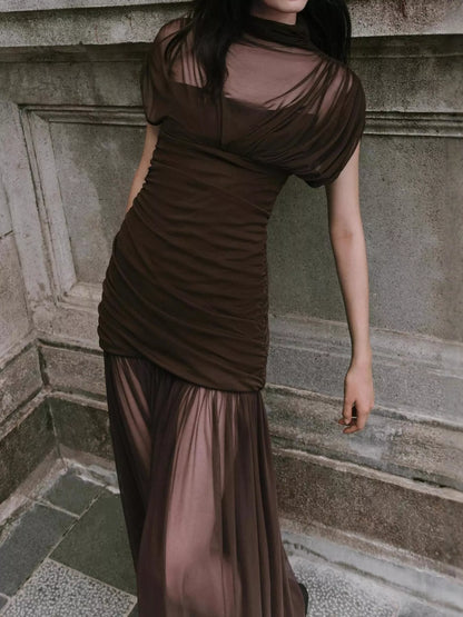 Plus size mock neck maxi dress, view 6