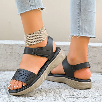 Hollow Out Open Toe Platform Sandals