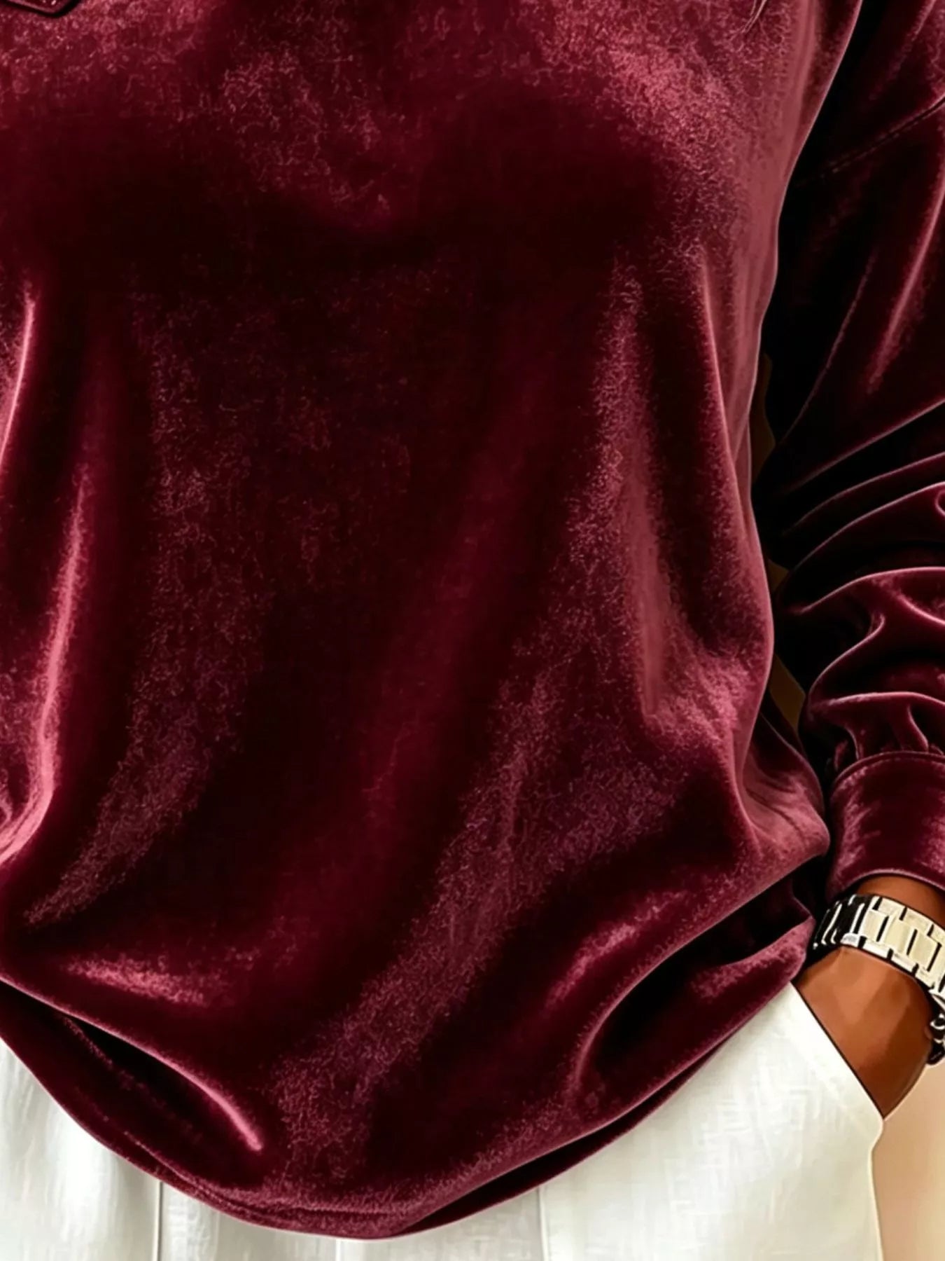 Full Size Velvet One-Shoulder Top with Buckle Detail Plus Size