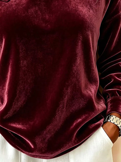 Full Size Velvet One-Shoulder Top with Buckle Detail Plus Size