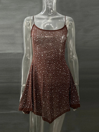 Rhinestone Decor Mini Cami Dress