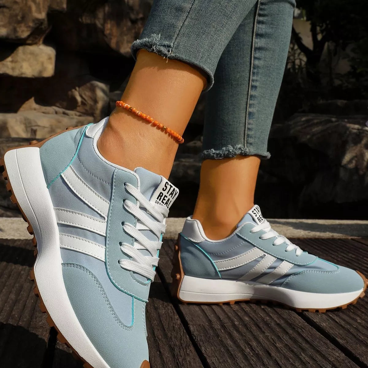 Round Toe Lace Up Sneakers