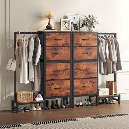 4 Drawers Dresser with Hanging Rack