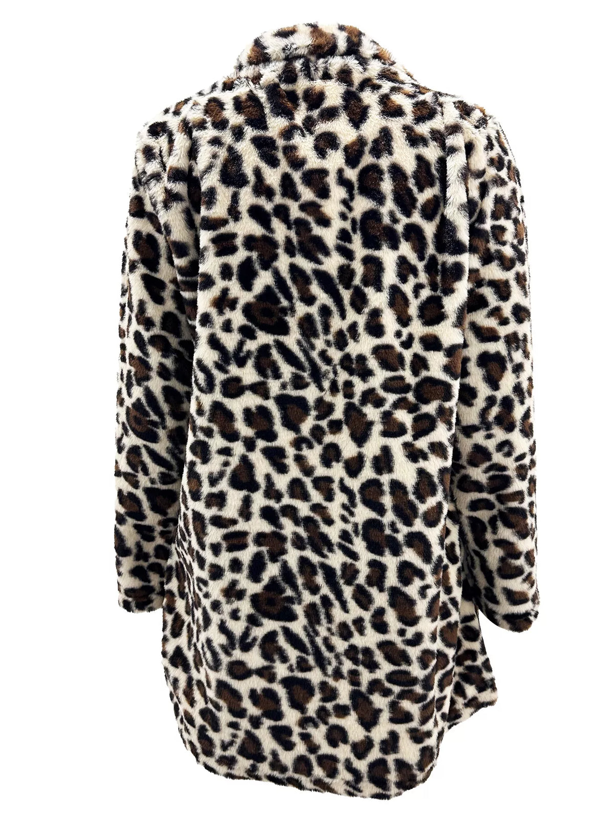 Full Size Leopard Open Front Outerwear Plus Size