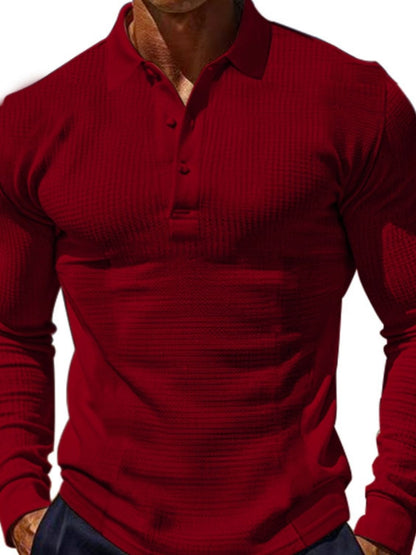 Men's Full Size Waffle-Knit Button Polo