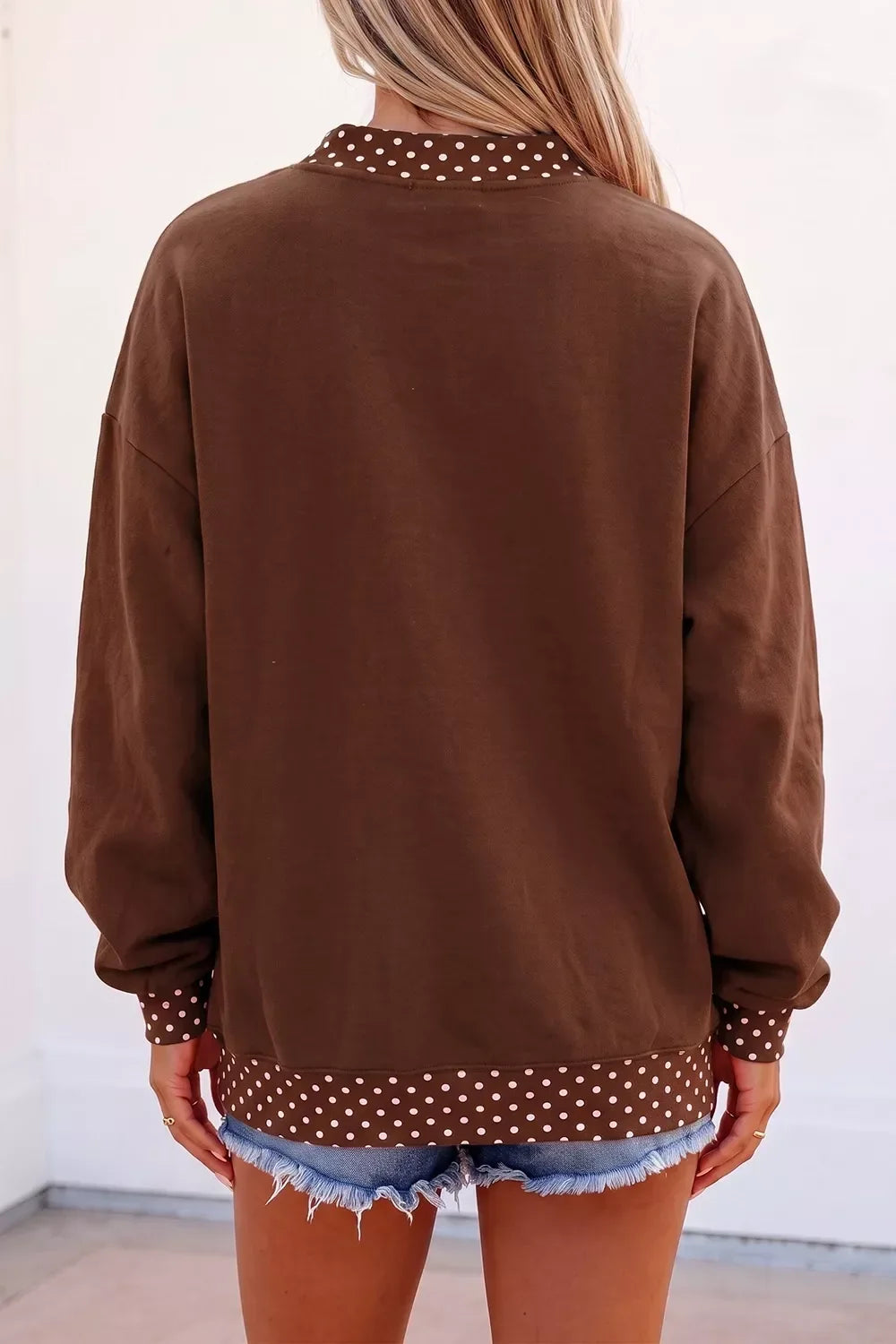 Polka Dot Trim 'PRAY' Graphic Sweatshirt