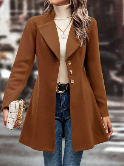 Buttoned Long Sleeve Coat