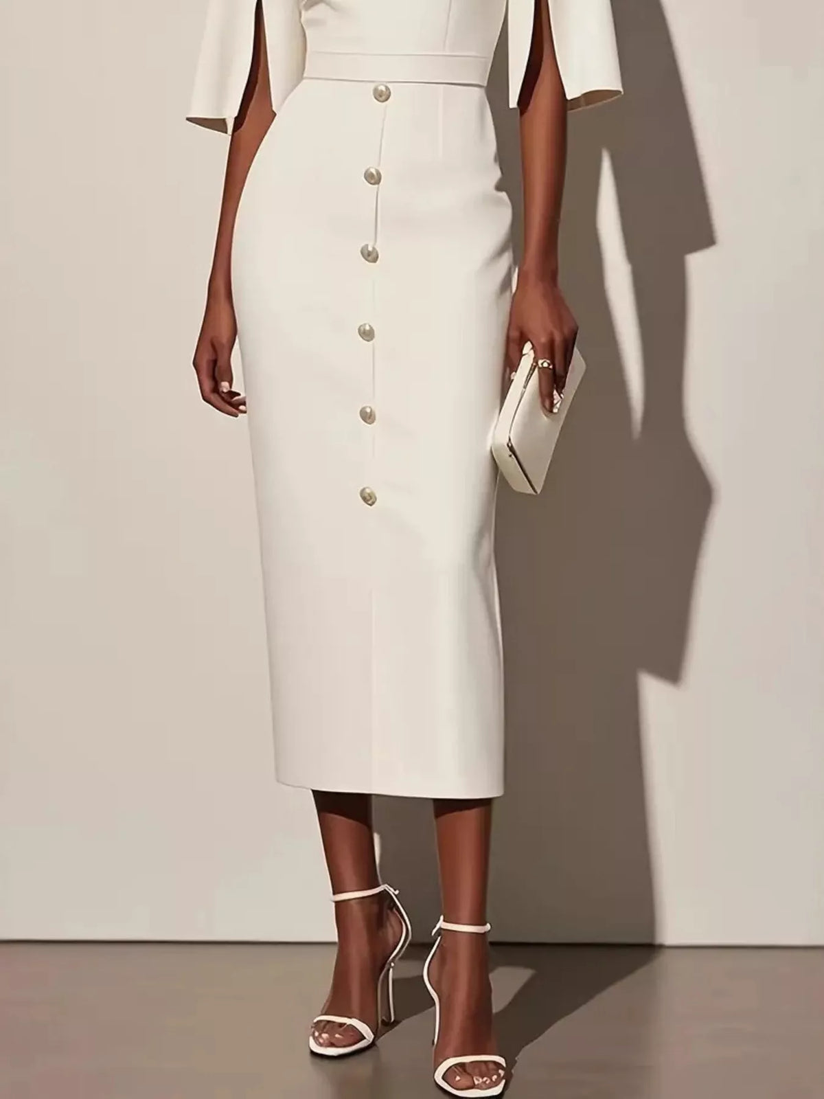Slit sleeve midi dress, view 3
