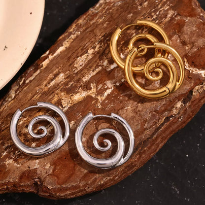 Stainless Steel Spiral Hoop Earrings