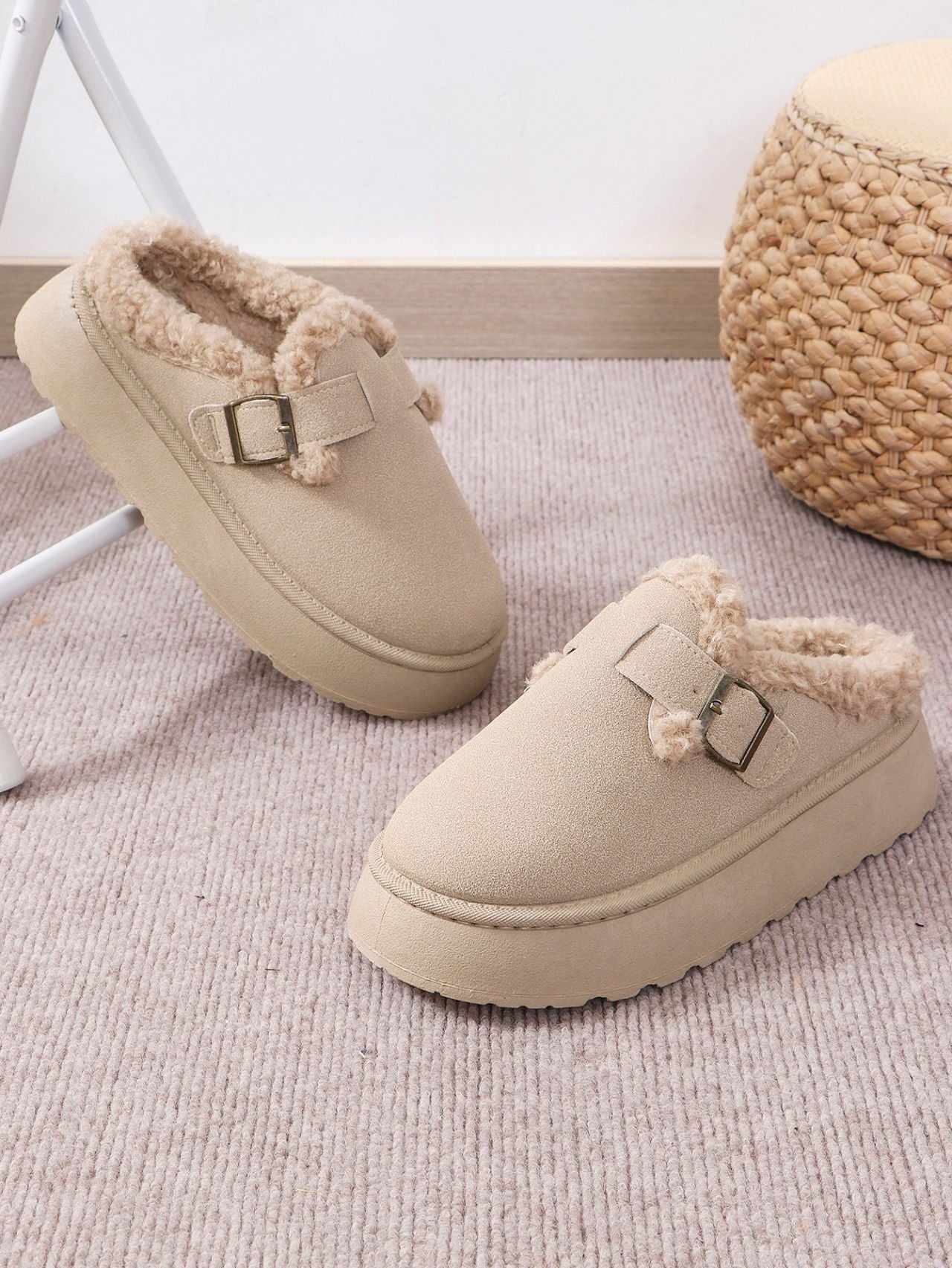 Fuzzy Platform Slippers