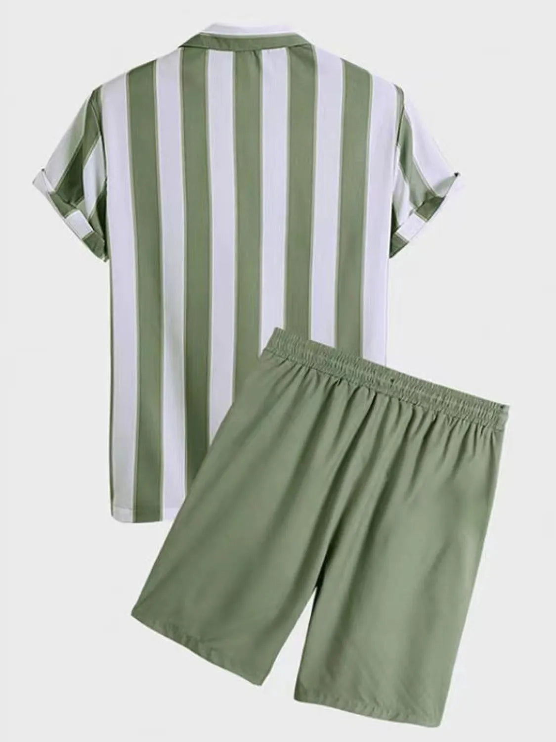 Men's Striped Casual Shirt and Shorts Set